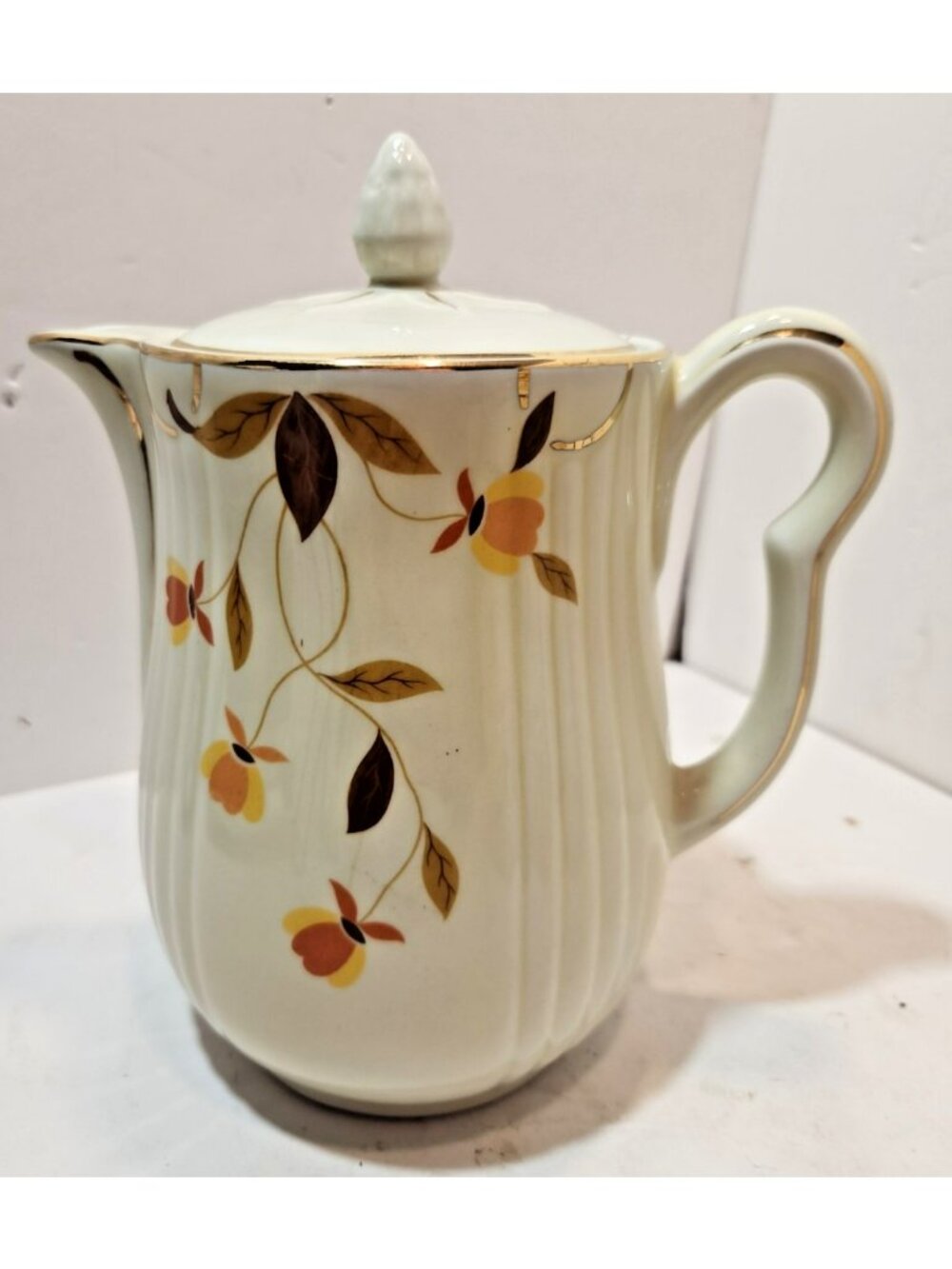 Vtg Hall Autumn Leaf Rayed Coffee Pot & Lid MCM Mary Dunbar